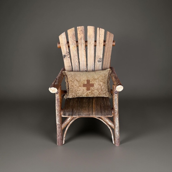 Soft Damask Chenille Decorative Pillow with Leather Cross and Fringe - Picture 2 of 8